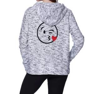 NEW FRENCH KYSS kiss emoji hooded cardigan in black white